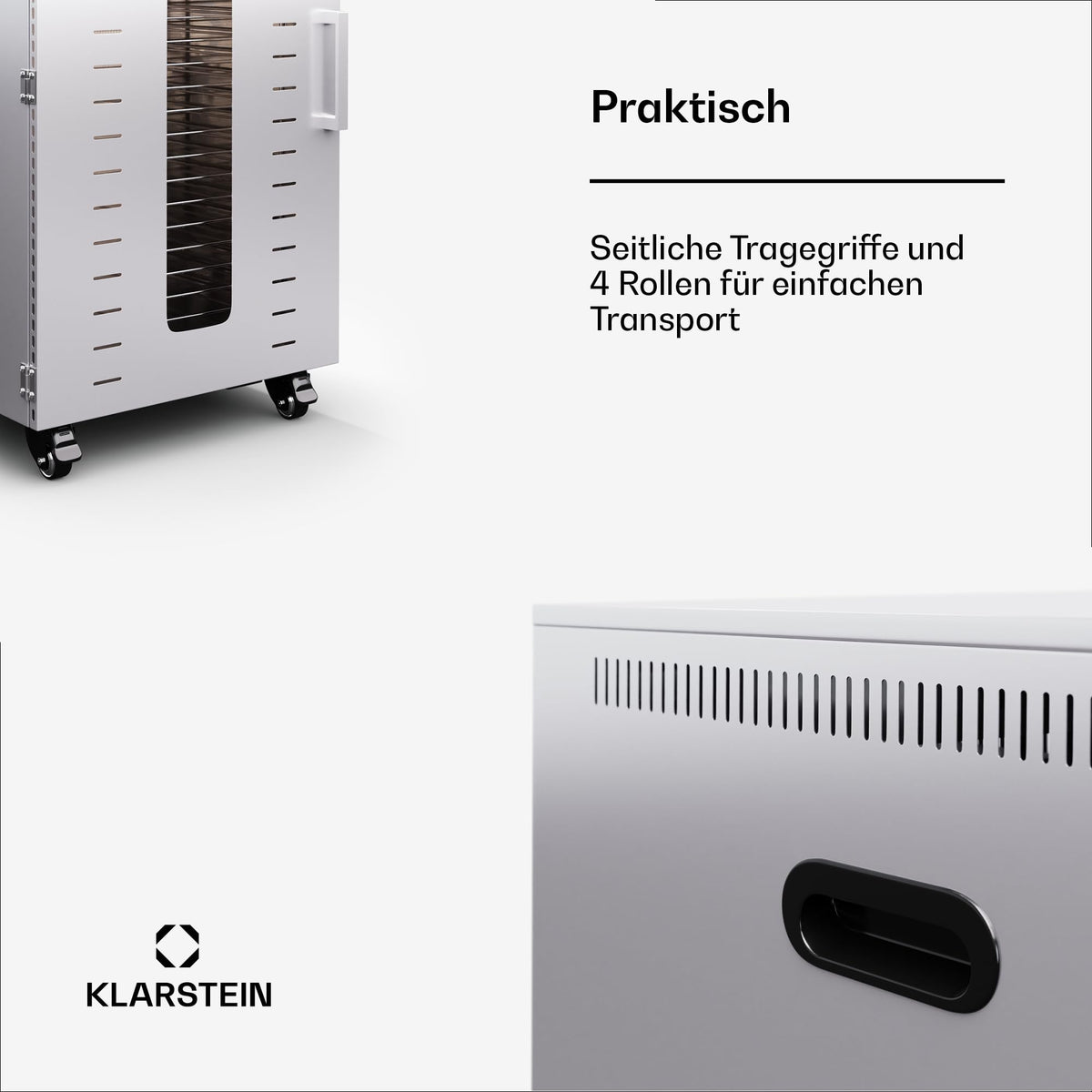 Klarstein Dörrautomat Edelstahl – 4.000-W-Dörrgerät, 48 Edelstahl-Einlegeböden, 30–90 °C, 24-Stunden-Timer, 6 Ventilatoren, 2 Trockenkammern, 50–55 dB, ideal für Obst, Gemüse, Fleisch, Kräuter, Silbero