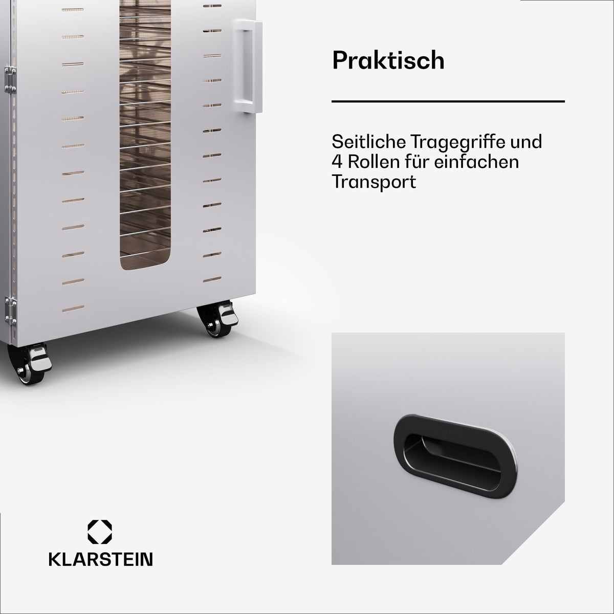 Klarstein Dörrautomat Edelstahl – 4.000-W-Dörrgerät, 48 Edelstahl-Einlegeböden, 30–90 °C, 24-Stunden-Timer, 6 Ventilatoren, 2 Trockenkammern, 50–55 dB, ideal für Obst, Gemüse, Fleisch, Kräuter, Silbero
