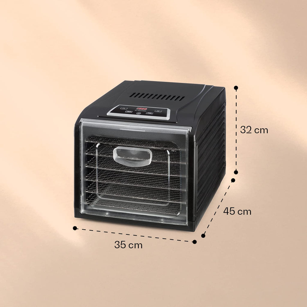 Klarstein Dörrautomat, Dörrgerät, Food Dehydrator, Dörrautomat aus Metall, Dehydrator Food Dryer, 9 Ablagen, 700 Watt, Touch-Display, Timer, Edelstahlheizelement, HotAir Circulation System, Schwarzo