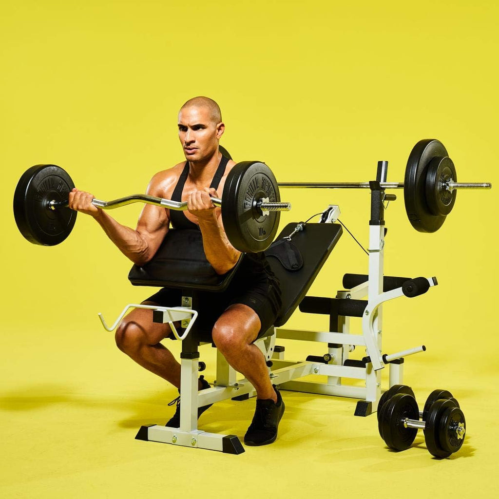 Gorilla Sports Hantelbank mit Gewichten, 170 cm Stange und Hantelset ✨