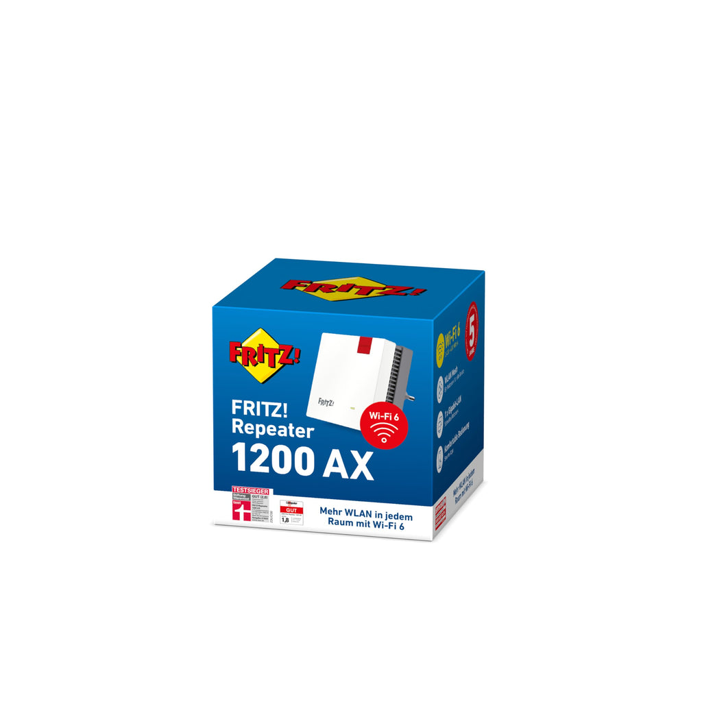 FRITZ!Repeater 1200 AX – Wi-Fi 6 Dualband Repeater mit bis zu 2.400 MBit/so