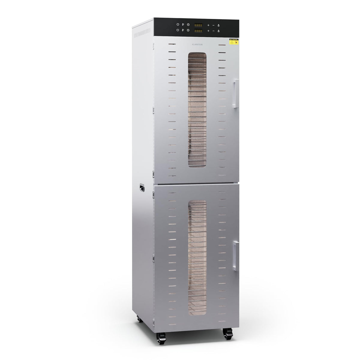 Klarstein Dörrautomat Edelstahl – 4.000-W-Dörrgerät, 48 Edelstahl-Einlegeböden, 30–90 °C, 24-Stunden-Timer, 6 Ventilatoren, 2 Trockenkammern, 50–55 dB, ideal für Obst, Gemüse, Fleisch, Kräuter, Silbero