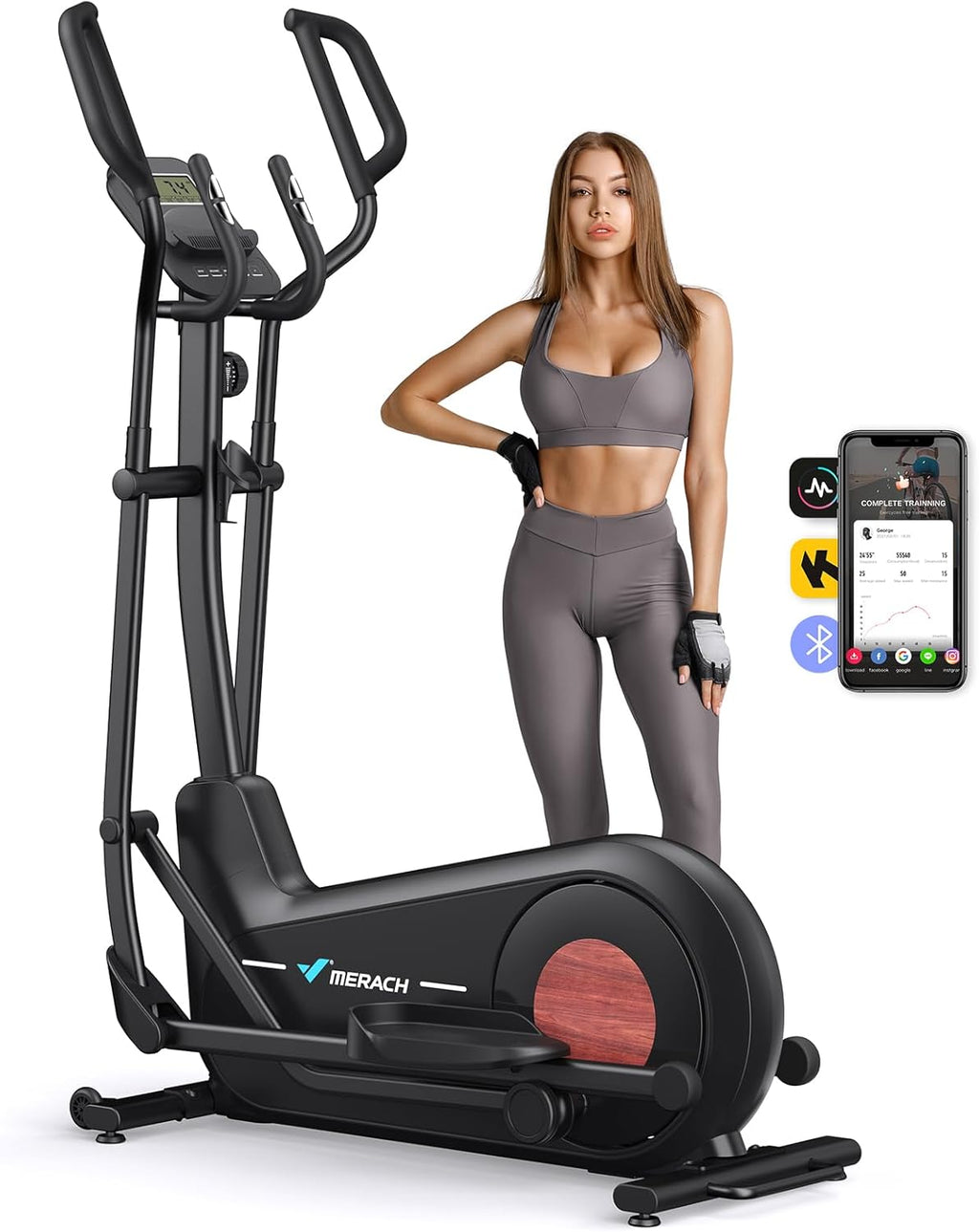 MERACH Heimtrainer Crosstrainer: Leise, Magnetisch, App, 8 Stufen, 160KG Kapazität ✨