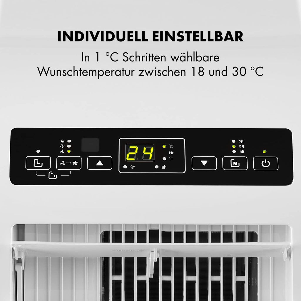 Klarstein Metrobreeze Rom Mobiles Klimagerät 10.000 BTU – 4-in-1, R290, EEK A+, SEER 12, 3kW, Fernbedienung, Weiß