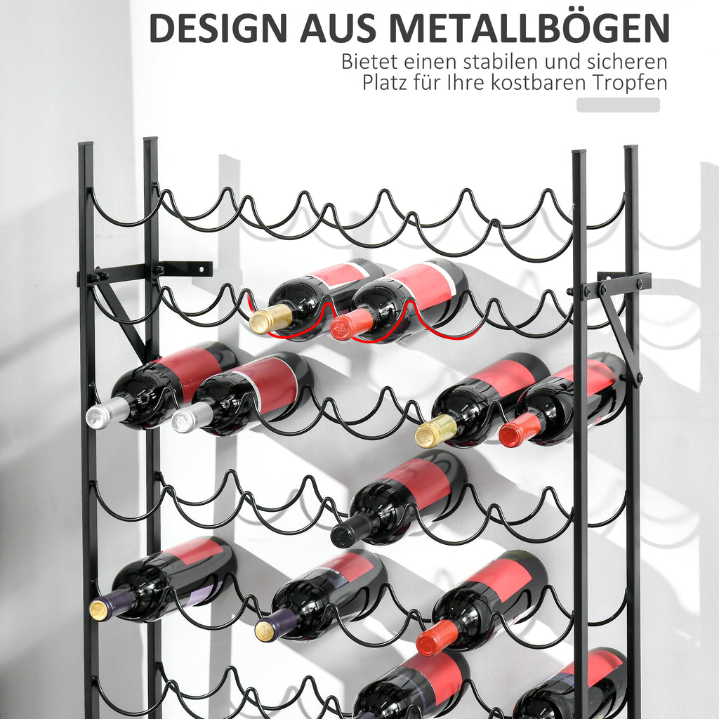 HOMCOM Weinregal Weinständer Flaschenregal 60 Flaschen Wandbefestigung Metall Schwarz