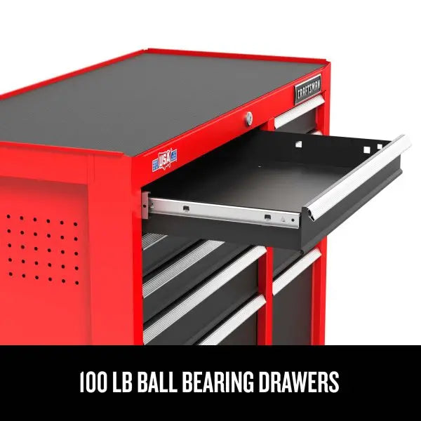 2000 Series Red Rolling Cabinet – 26-in Wide × 36.5-in Tall Five-Drawer Steel Storage Unit