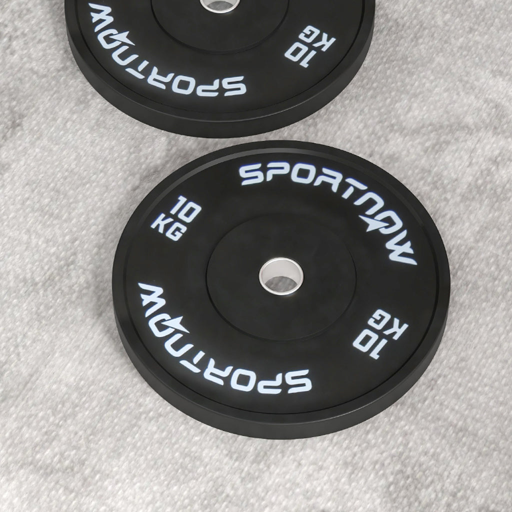 SPORTNOW Set von 2 Hantelscheiben zu je 10kg für Langhantelstangen und Kurzhanteln mit 5cm Anschluss, Schwarz