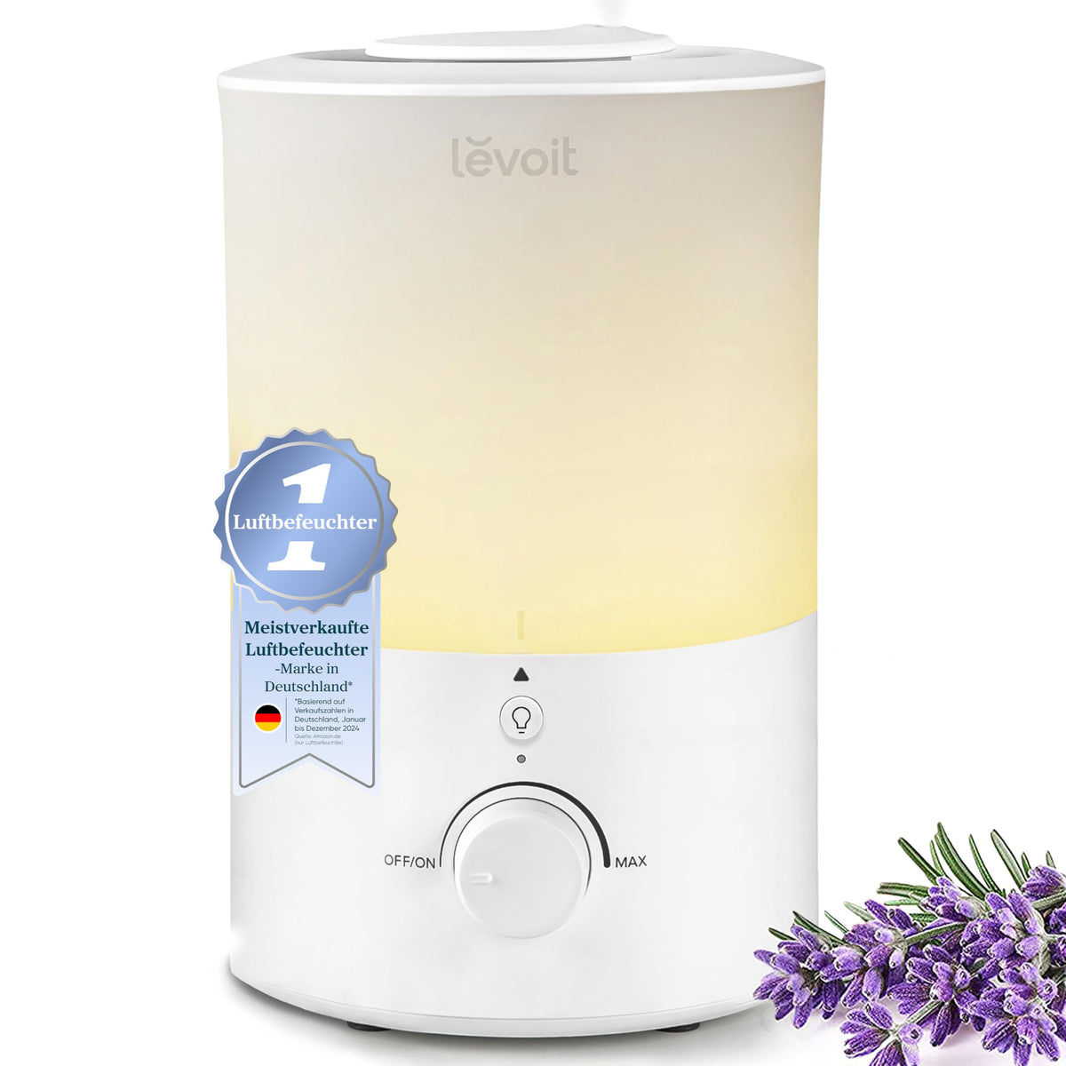 Levoit OasisMist LUH-O451S Luftbefeuchter 4,5L – Warm & Kalt, VortexMist, 550ml/h, 26dB, WiFi, Mondweiß