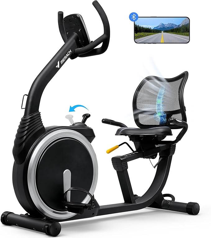 MERACH Recumbent Exercise Bike for Home Cardio Workout with Bluetooth ✨