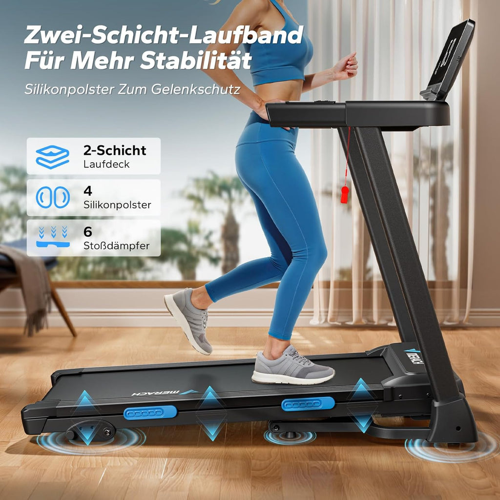 MERACH Klappbares Laufband: 2,5 PS, Steigung, 0,8–12 km/h für Zuhausey