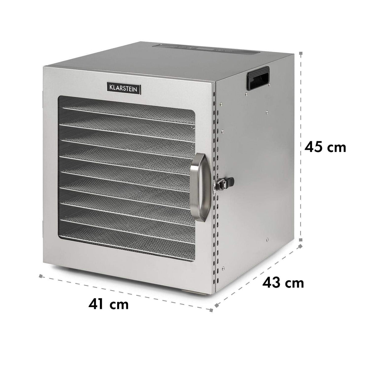 Klarstein Dörrgerät, Dörrautomat für Gemüse, Obst, Pilze & Fleisch, 1500W Edelstahl-Dörrautomat, Trockenautomat mit 16 Metallgitter, Dörrgerät mit 24H Timer & Touch-Display, Food Dehydratoro