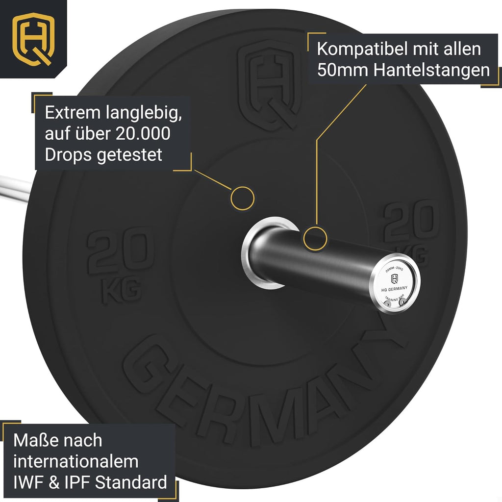 HQ Germany 50mm Vollgummi Bumper Plates - Gewichtsscheiben Set für Training ✨