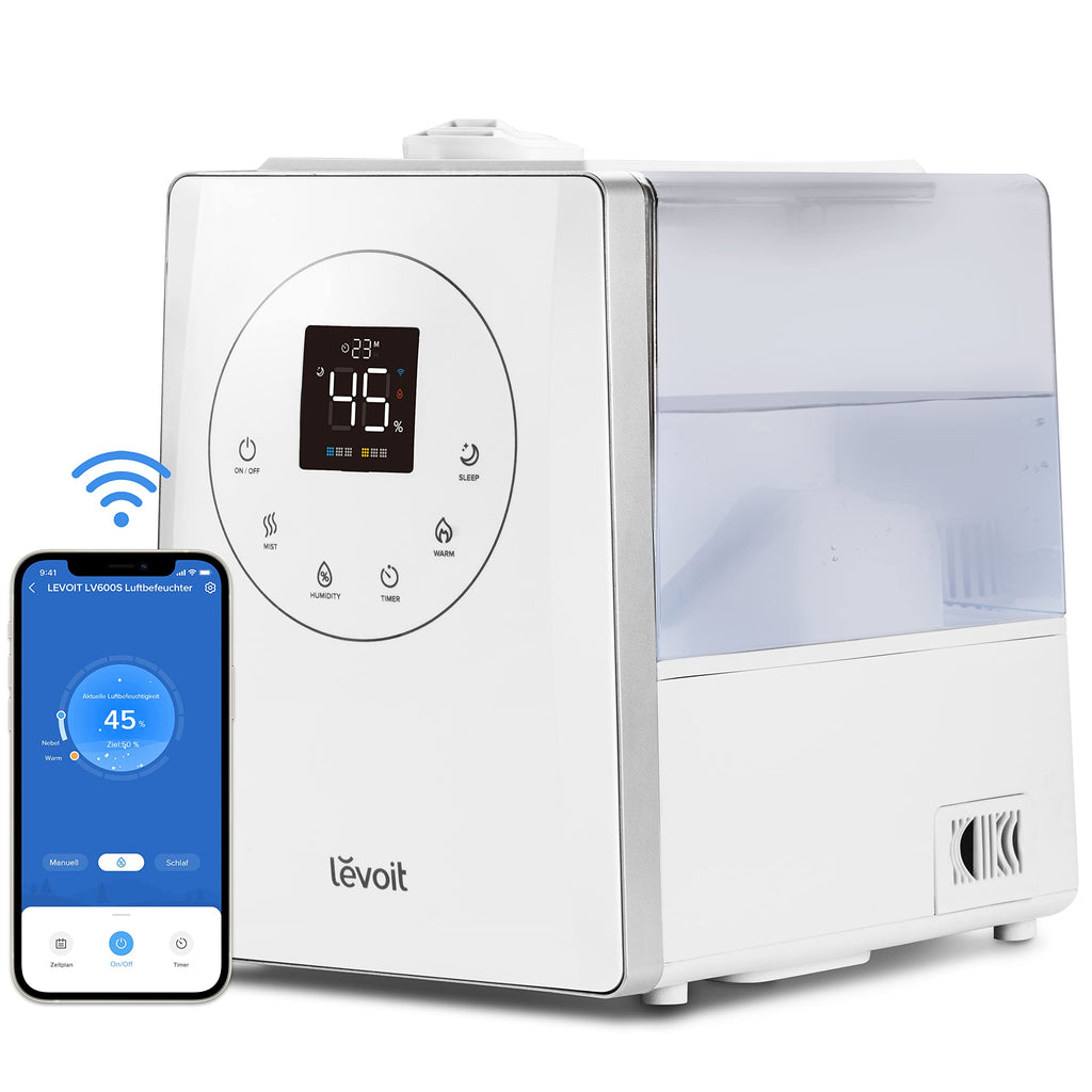 Levoit OasisMist LUH-O451S Luftbefeuchter 4,5L – Warm & Kalt, VortexMist, 550ml/h, 26dB, WiFi, Mondweiß
