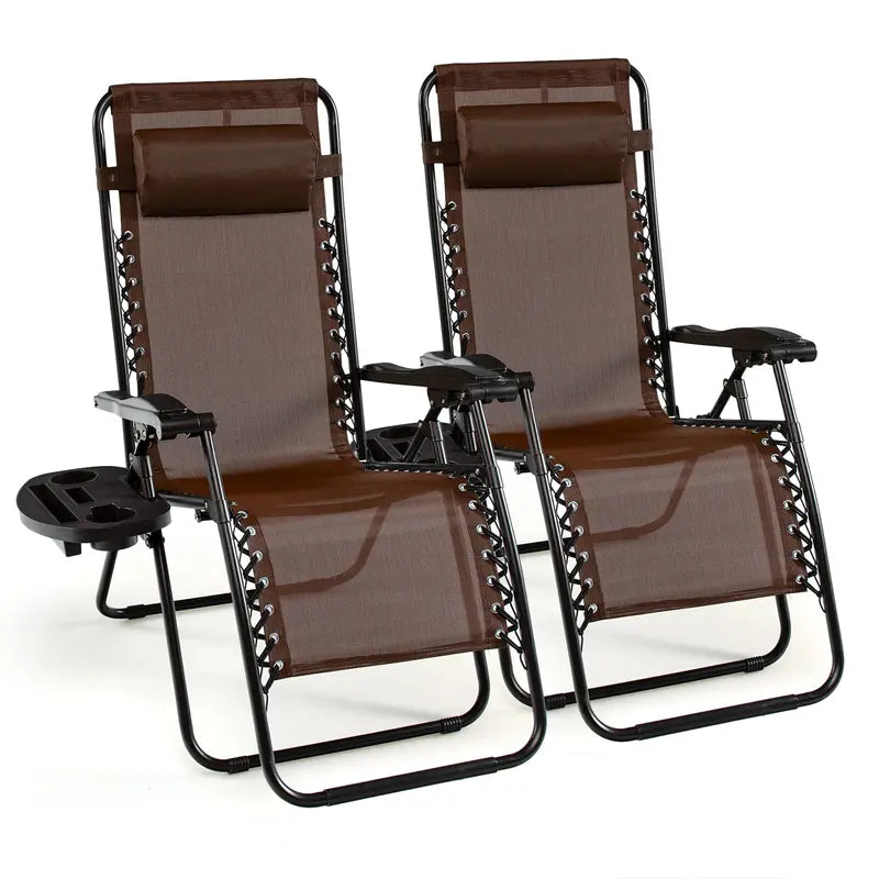 2-Piece Zero Gravity Patio Chairs – Folding Outdoor Recliners with Adjustable Positions
