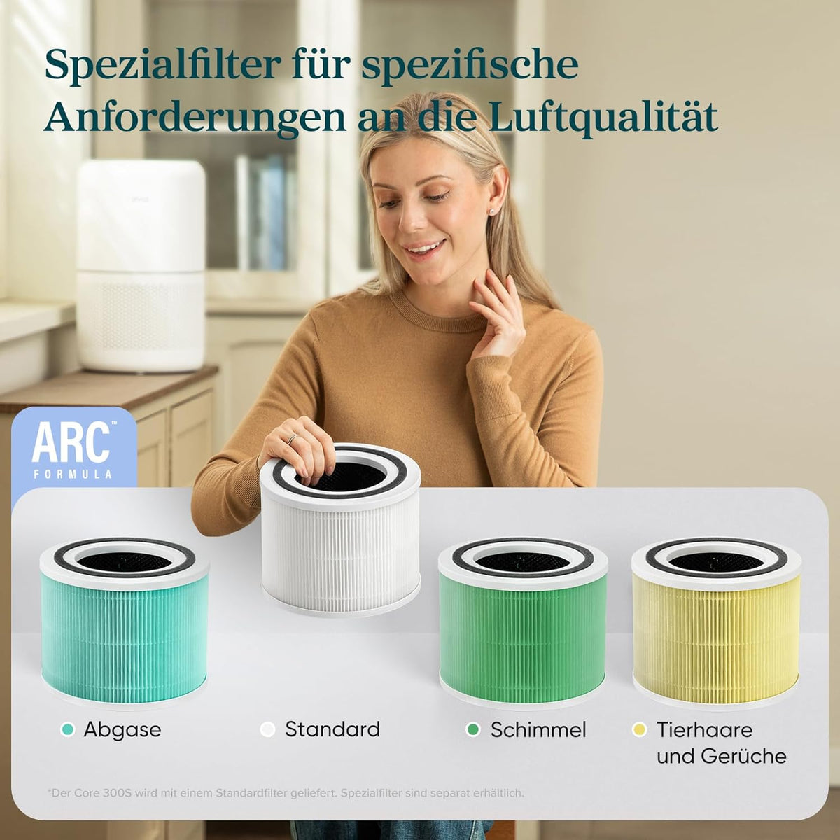 Levoit Core 300S Smart Luftreiniger – HEPA 99,97%, Lasersensor, 20m² in 12min, 22dB, VeSync App, Weiß
