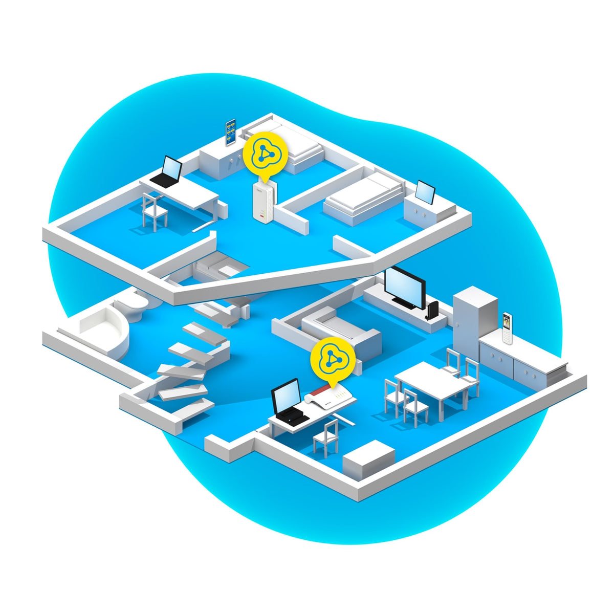 FRITZ!Powerline 1260/1220 Set – WLAN & 1.200 MBit/s für Streaming & NASo