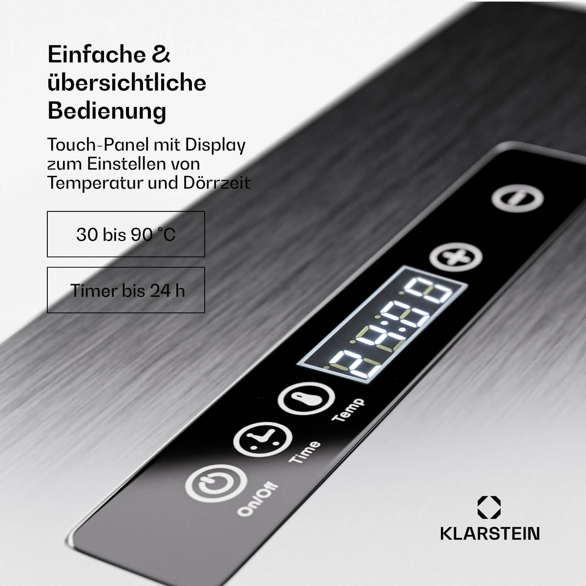 Klarstein Dörrgerät, Dörrautomat für Gemüse, Obst, Pilze & Fleisch, 1500W Edelstahl-Dörrautomat, Trockenautomat mit 16 Metallgitter, Dörrgerät mit 24H Timer & Touch-Display, Food Dehydratoro