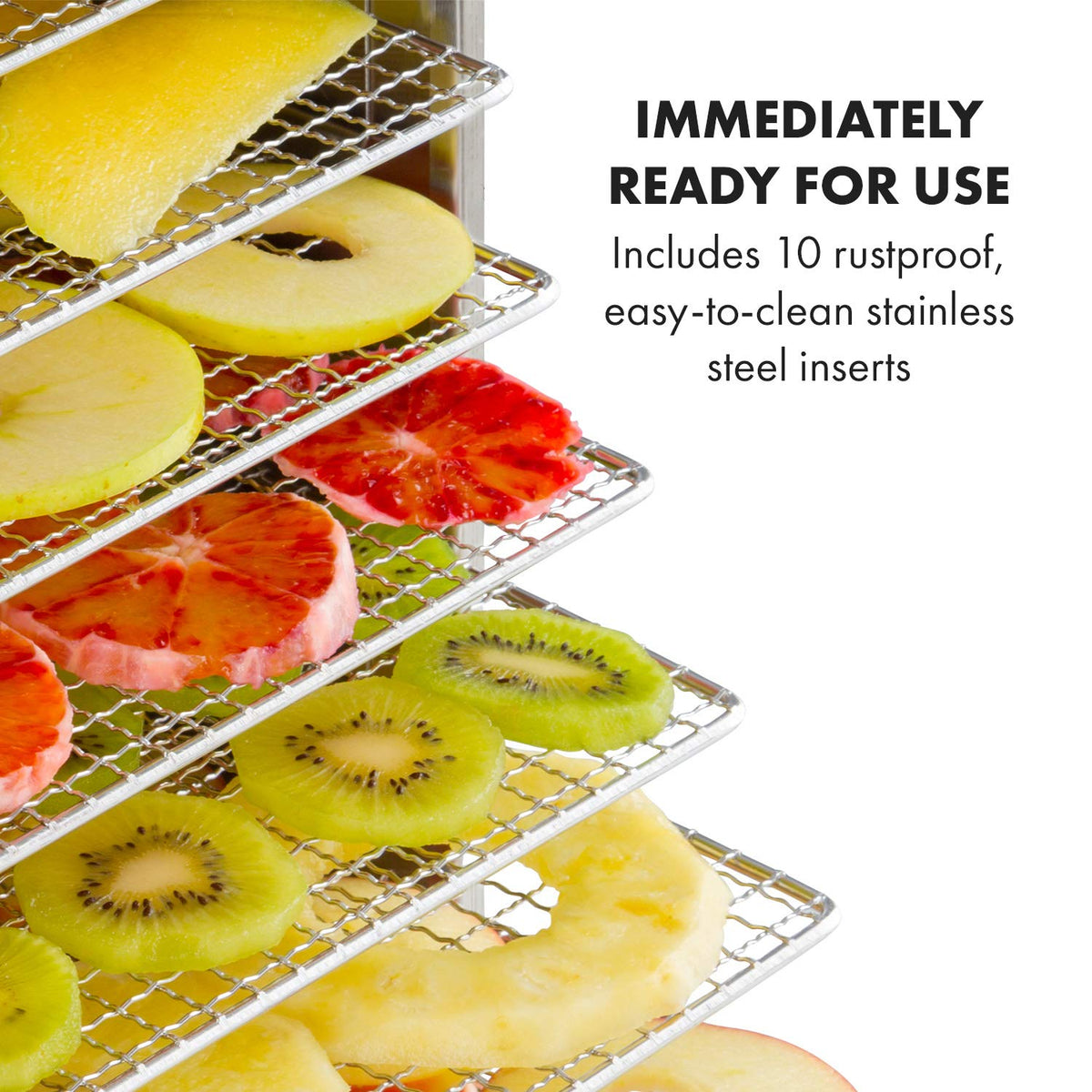 Klarstein Dörrgerät, Dörrautomat für Gemüse, Obst, Pilze & Fleisch, 1500W Edelstahl-Dörrautomat, Trockenautomat mit 16 Metallgitter, Dörrgerät mit 24H Timer & Touch-Display, Food Dehydratoro