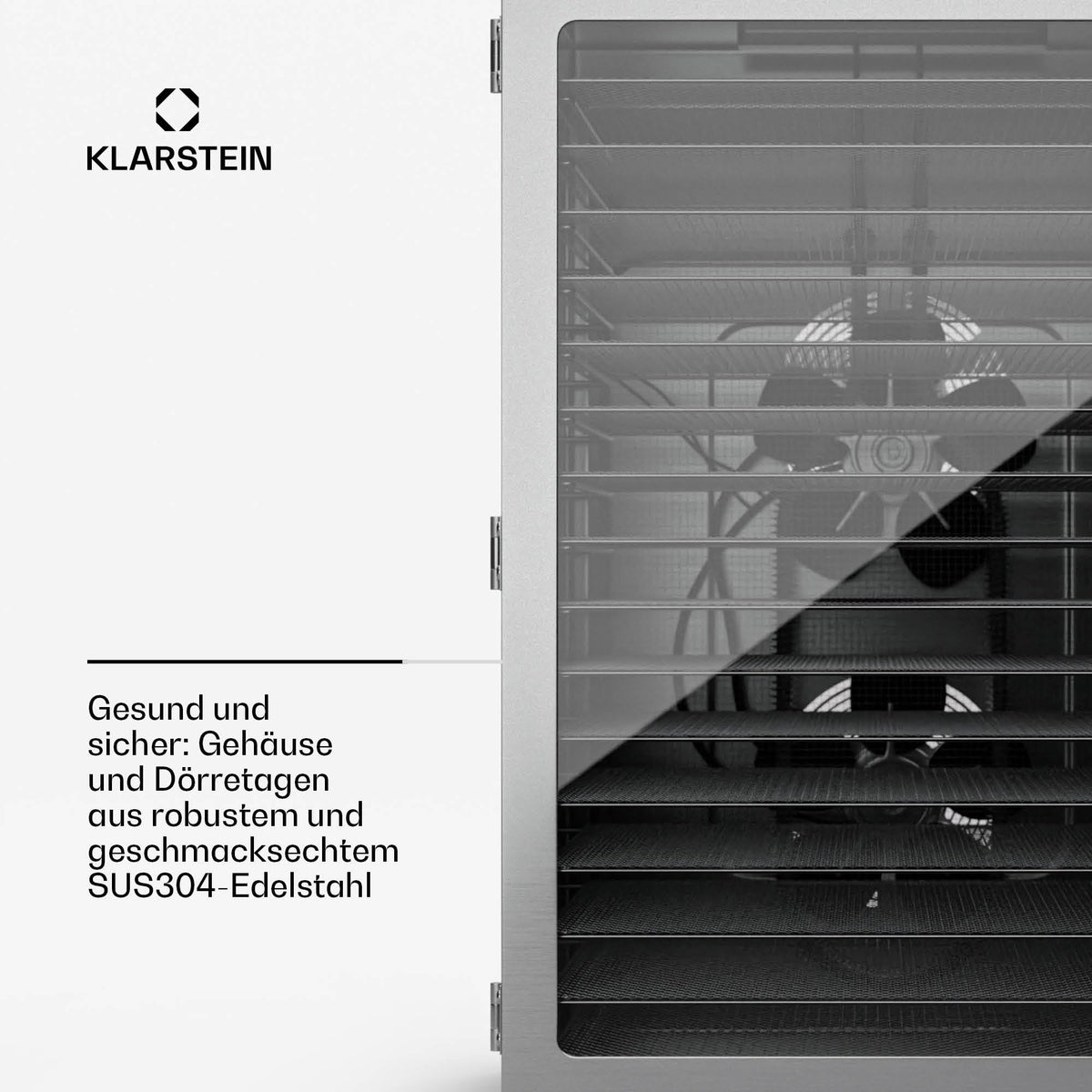 Klarstein Dörrgerät, Dörrautomat für Gemüse, Obst, Pilze & Fleisch, 1500W Edelstahl-Dörrautomat, Trockenautomat mit 16 Metallgitter, Dörrgerät mit 24H Timer & Touch-Display, Food Dehydratoro