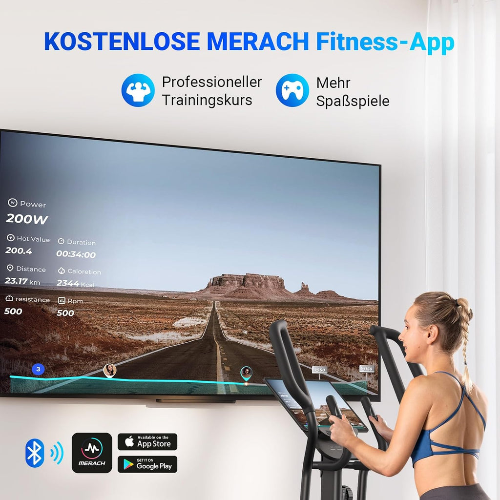 MERACH Heimtrainer Crosstrainer: Leise, Magnetisch, App, 8 Stufen, 160KG Kapazität ✨