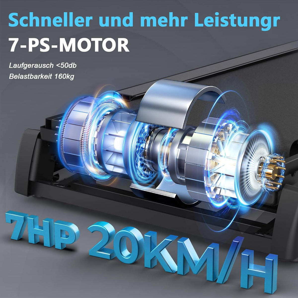 Kitopa Laufband: Hochgeschwindig, 7 PS, große Lauffläche, klappbar✨