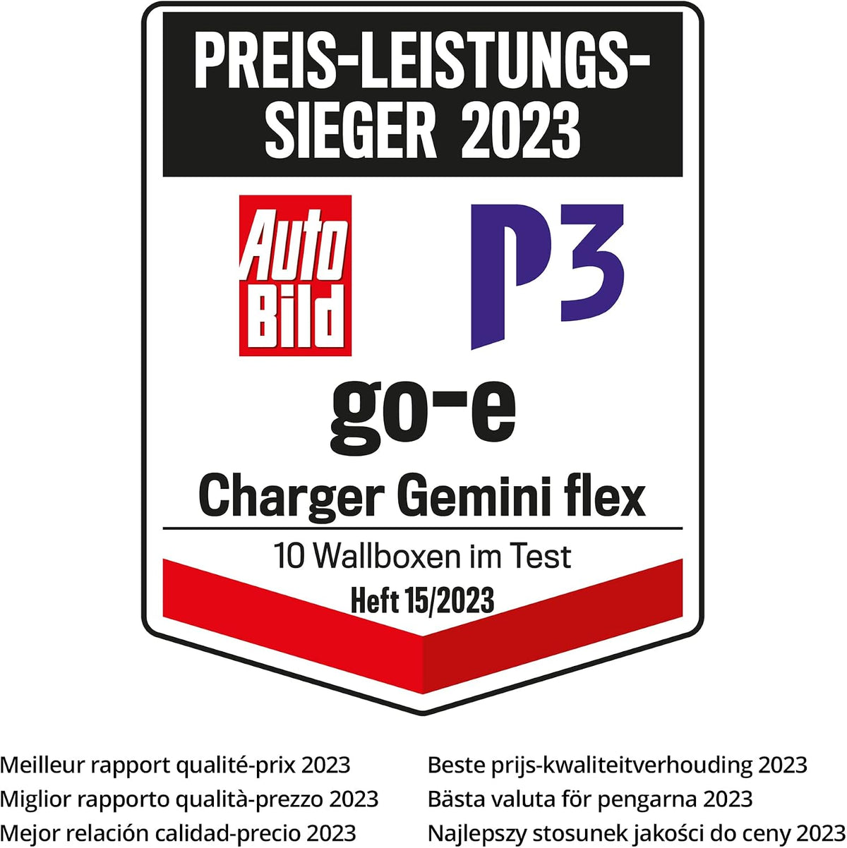 go-e Charger Gemini 11kW Wallbox – Typ 2, RFID, App, IPX4, TÜV, CE, 400V/16A, Plug & Play