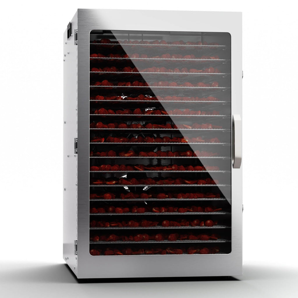 Klarstein Dörrgerät, Dörrautomat für Gemüse, Obst, Pilze & Fleisch, 1500W Edelstahl-Dörrautomat, Trockenautomat mit 16 Metallgitter, Dörrgerät mit 24H Timer & Touch-Display, Food Dehydratoro