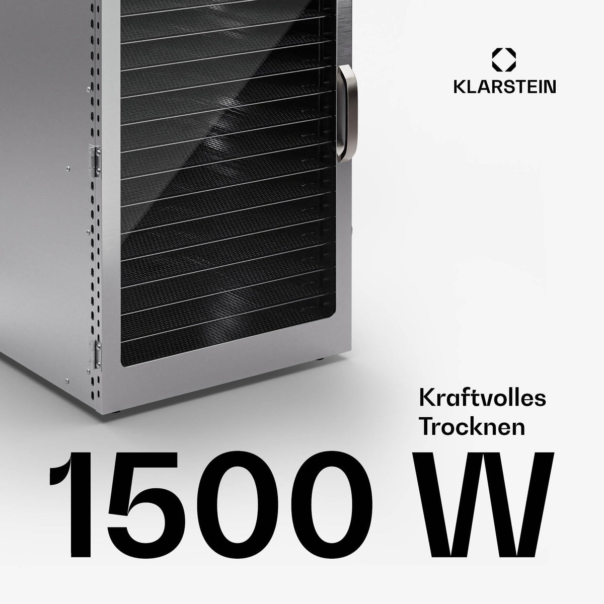 Klarstein Dörrgerät, Dörrautomat für Gemüse, Obst, Pilze & Fleisch, 1500W Edelstahl-Dörrautomat, Trockenautomat mit 16 Metallgitter, Dörrgerät mit 24H Timer & Touch-Display, Food Dehydratoro