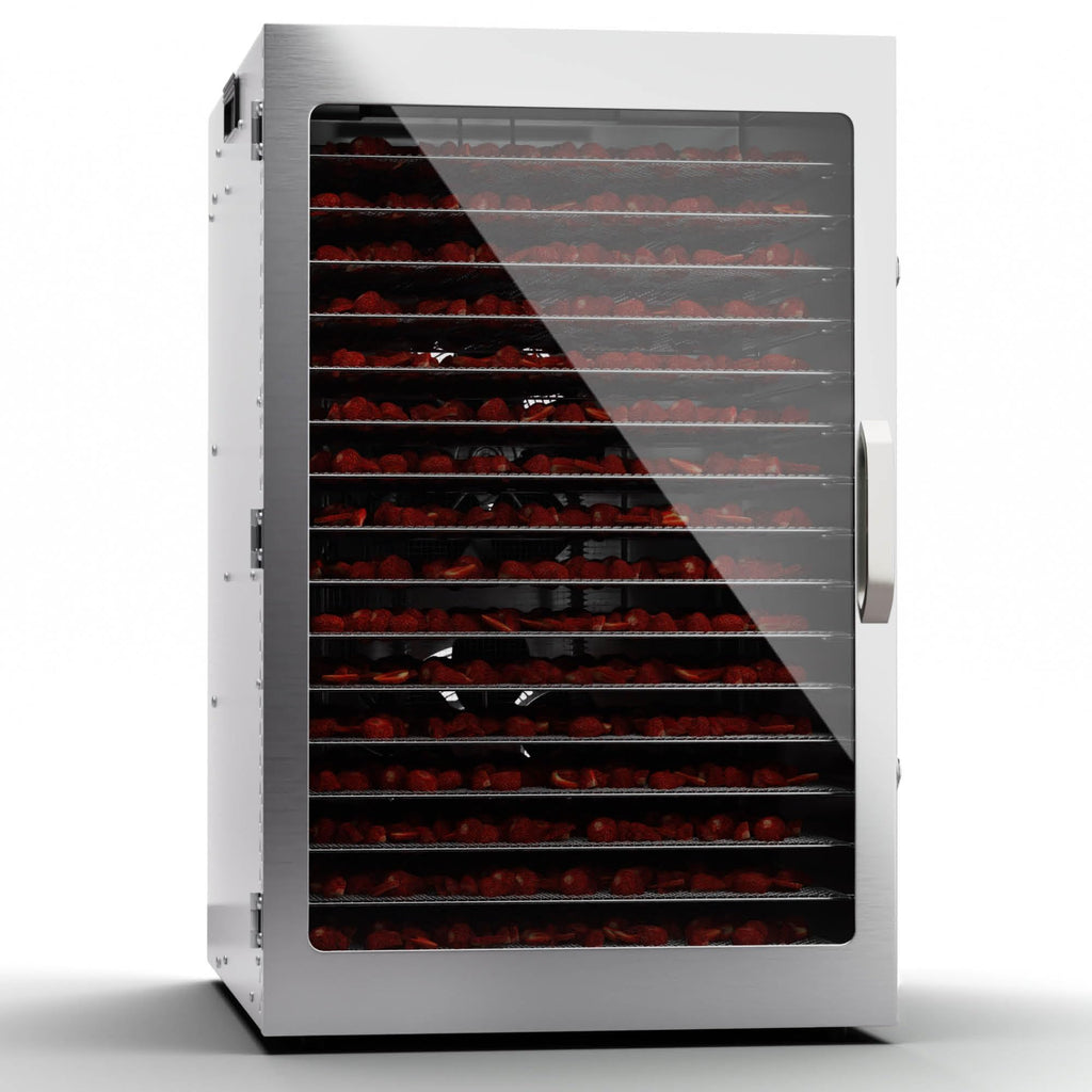 Klarstein Dörrgerät, Dörrautomat für Gemüse, Obst, Pilze & Fleisch, 1500W Edelstahl-Dörrautomat, Trockenautomat mit 16 Metallgitter, Dörrgerät mit 24H Timer & Touch-Display, Food Dehydratoro