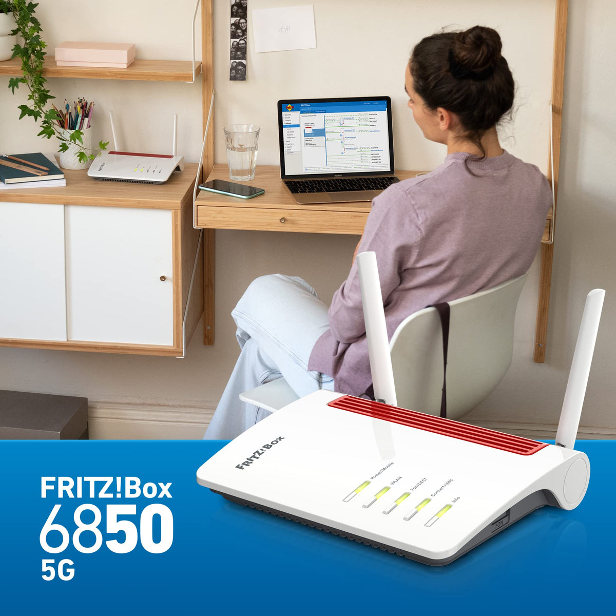 FRITZ!Box 6850 5G – LTE/5G-Router mit WLAN AC+N, DECT, USB 3.0 & 4x LANo