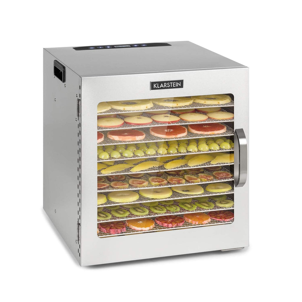 Klarstein Dörrgerät, Dörrautomat für Gemüse, Obst, Pilze & Fleisch, 1500W Edelstahl-Dörrautomat, Trockenautomat mit 16 Metallgitter, Dörrgerät mit 24H Timer & Touch-Display, Food Dehydratoro