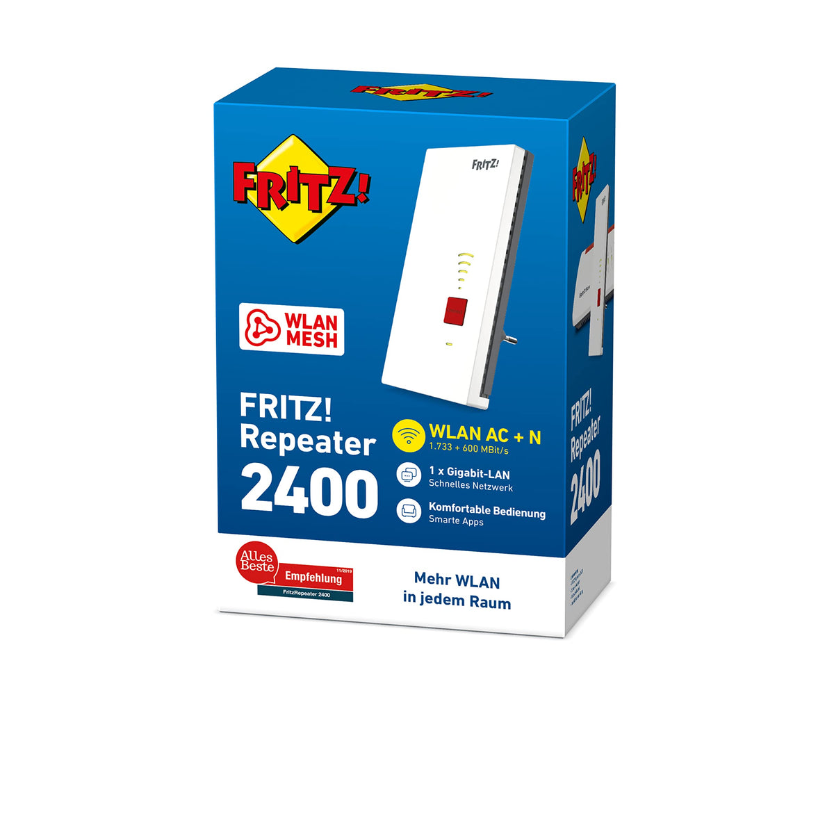 FRITZ!Repeater 2400 – Dual-WLAN AC+N Repeater mit bis zu 1.733 MBit/s & LANo