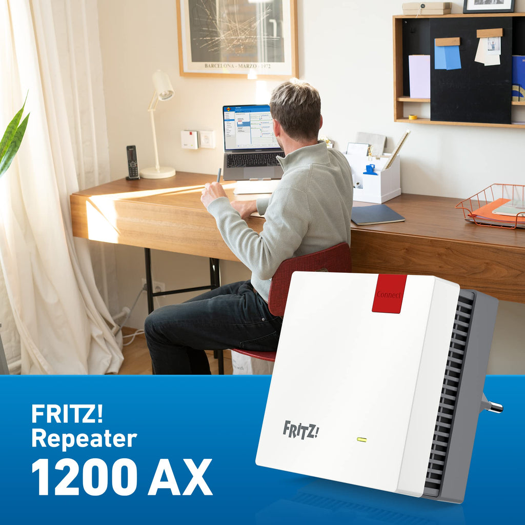FRITZ!Repeater 1200 AX – Wi-Fi 6 Dualband Repeater mit bis zu 2.400 MBit/so