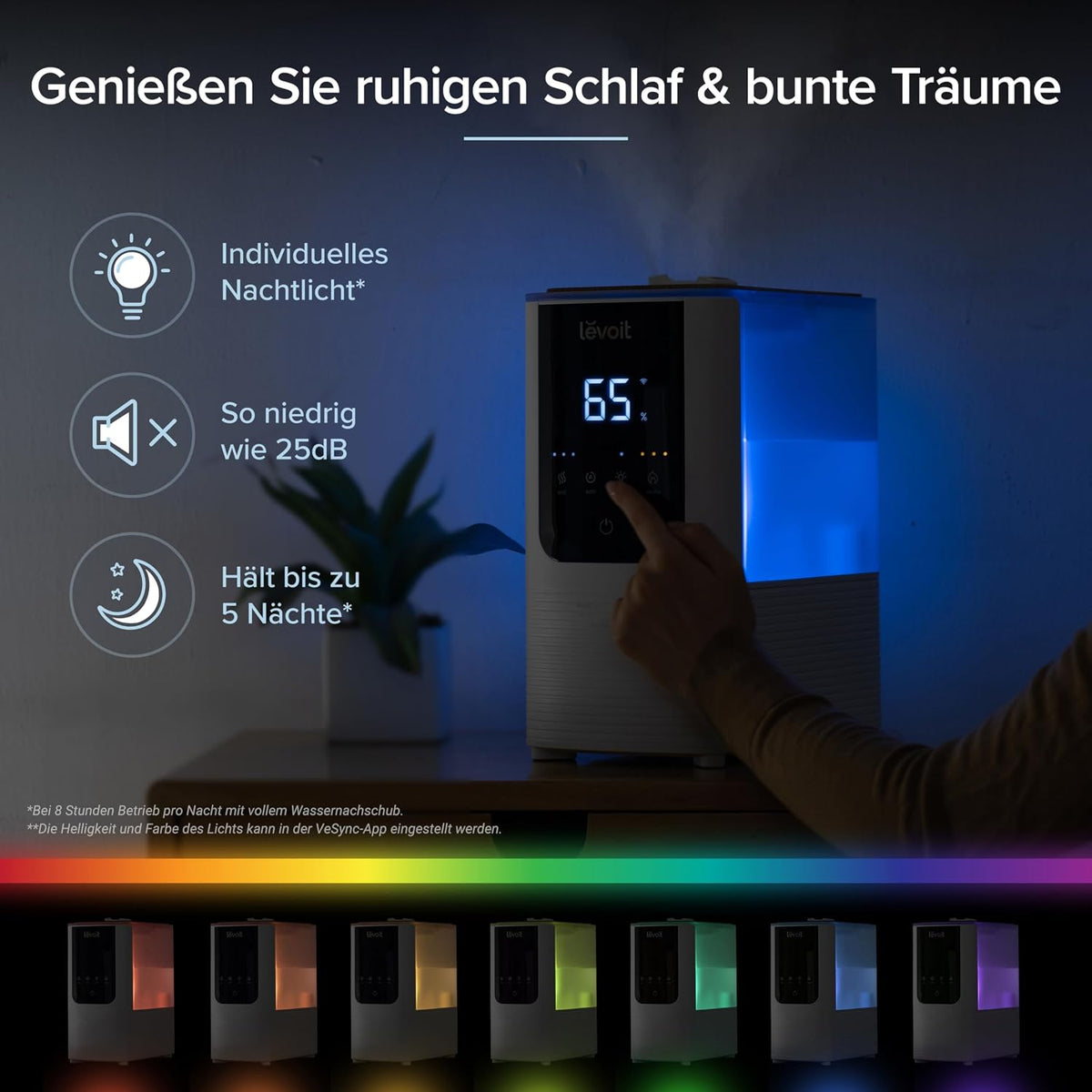 Levoit OasisMist LUH-O451S Luftbefeuchter 4,5L – Warm & Kalt, VortexMist, 550ml/h, 26dB, WiFi, Mondweiß