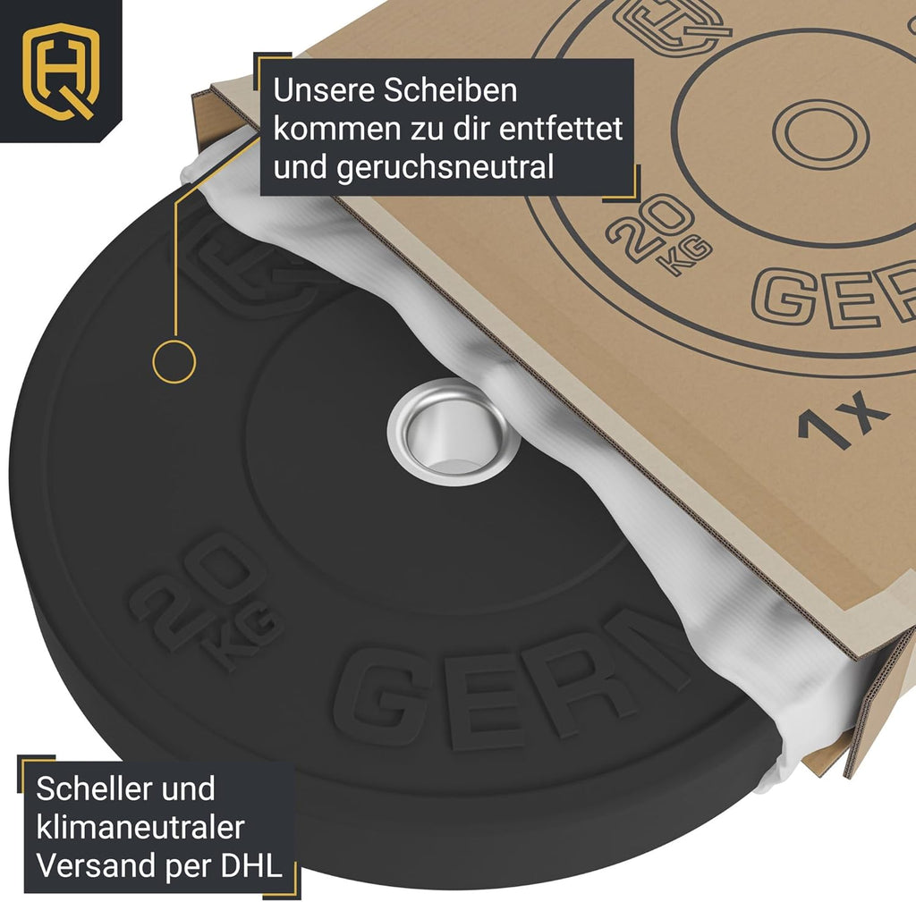 HQ Germany 50mm Vollgummi Bumper Plates - Gewichtsscheiben Set für Training ✨
