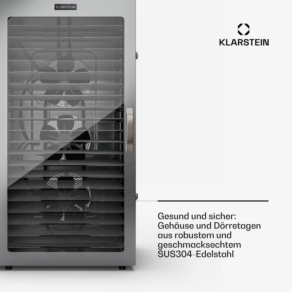 Klarstein Dörrgerät, Dörrautomat für Gemüse, Obst, Pilze & Fleisch, 1500W Edelstahl-Dörrautomat, Trockenautomat mit 16 Metallgitter, Dörrgerät mit 24H Timer & Touch-Display, Food Dehydratoro