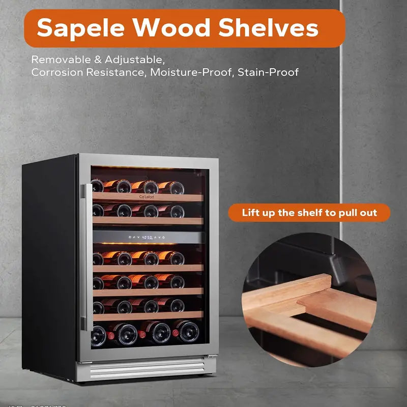24-Inch Smart Dual-Zone Wine Refrigerator – 46-Bottle Capacity, Touchscreen Control, 40–65°F Range