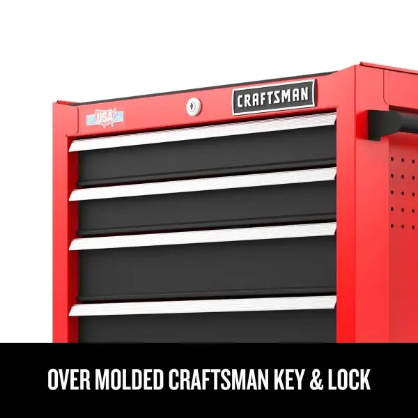 2000 Series Red Rolling Cabinet – 26-in Wide × 36.5-in Tall Five-Drawer Steel Storage Unit
