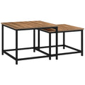 HOMCOM Satztisch-Set aus 2 Beistelltischen, Industrial Design, schwarzer Stahlrahmen, Tischplatte in Holzoptik