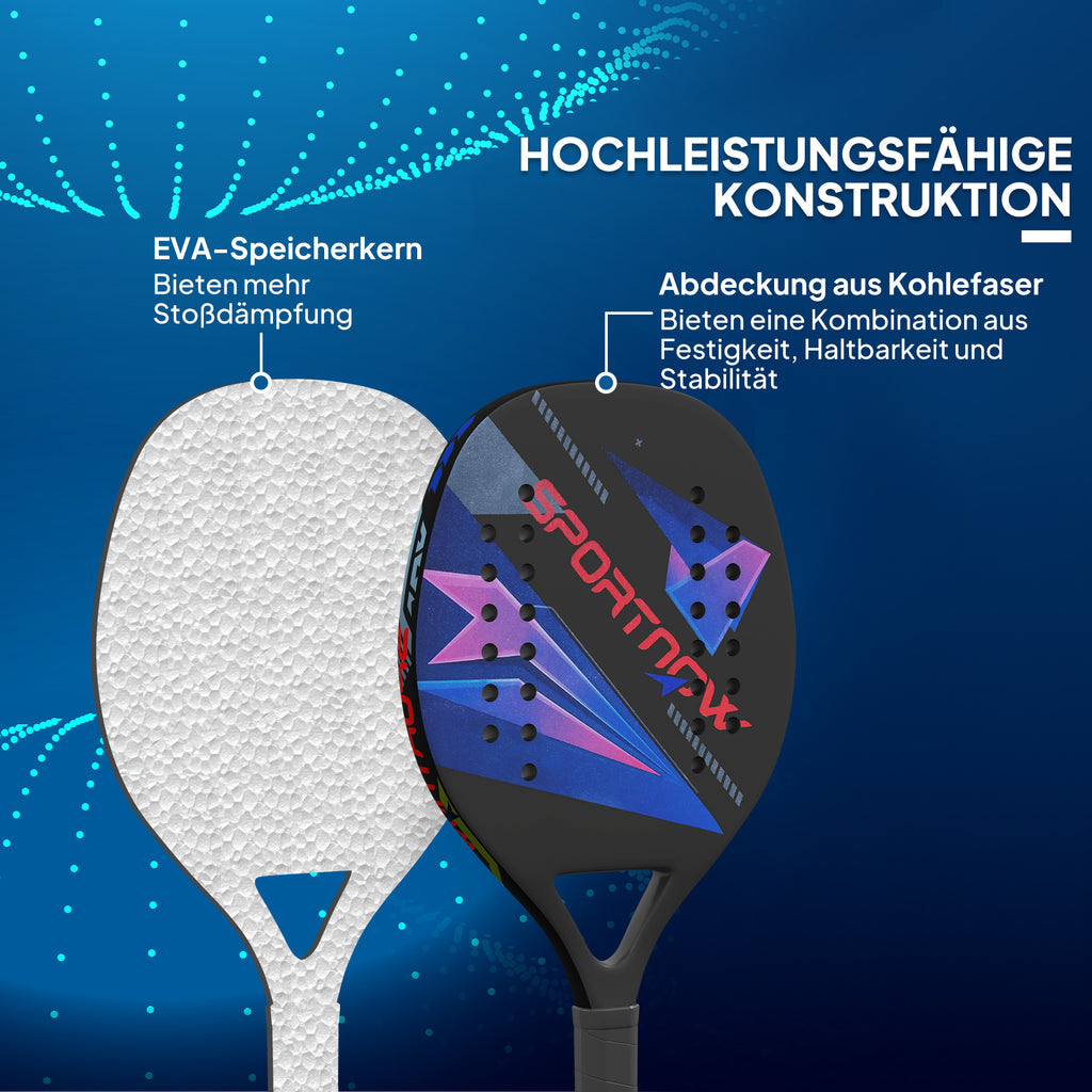 SPORTNOW Beach-Tennisschläger-Set, rutschfester Griff, Kohlefaser, Schwarz