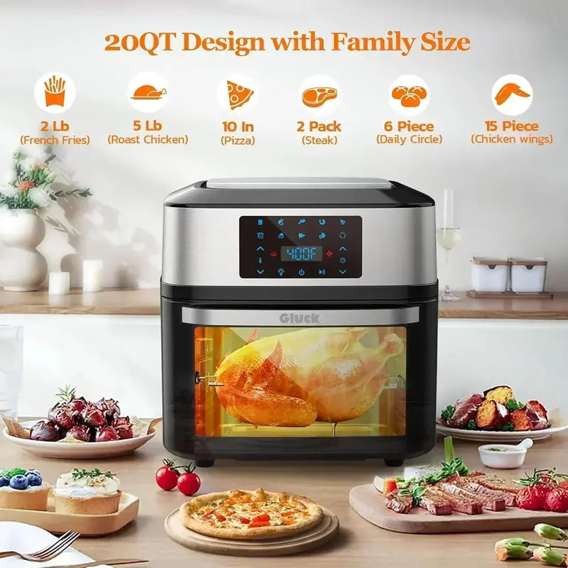 20-Quart Multi-Function Air Fryer Oven — 10-in-1 Cooking Appliance with Rotisserie & Dehydrator Racks