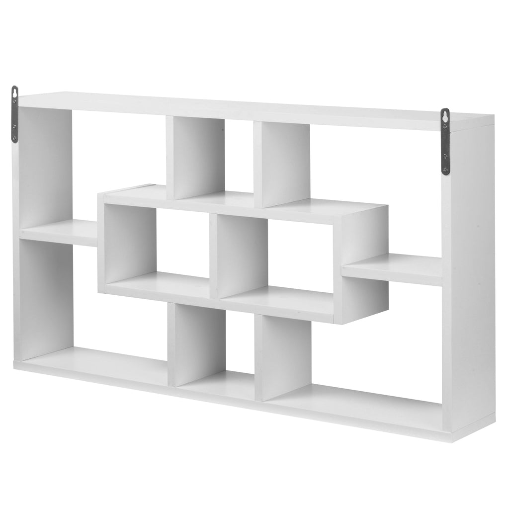 HOMCOM Wandregal Hängeregal Schweberegal Regal Bücherregal Wandboard Organizer Lowboard Holz Weiß 85 x 14,5 x 47,5 cm