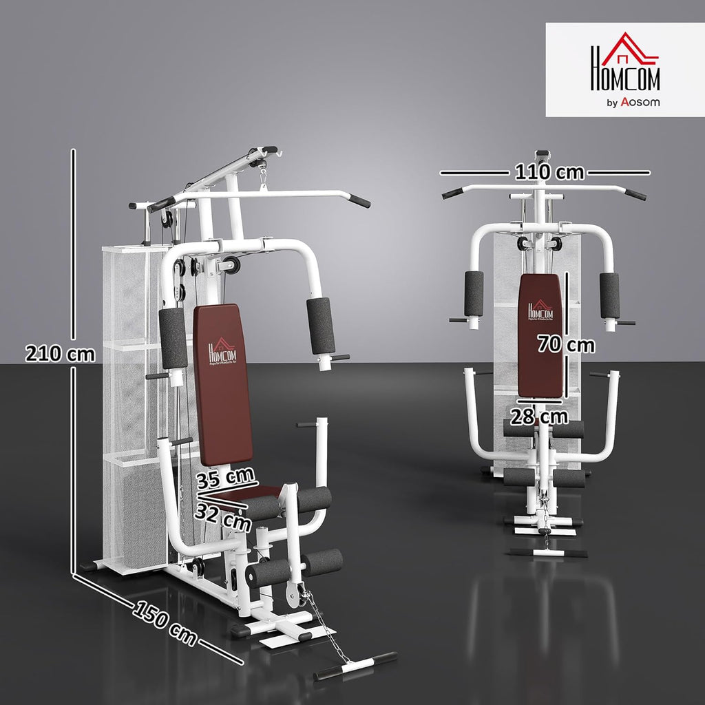 HOMCOM Multistation: Kraftstation mit Latzug, Butterfly & 45 kg Gewichten ✨