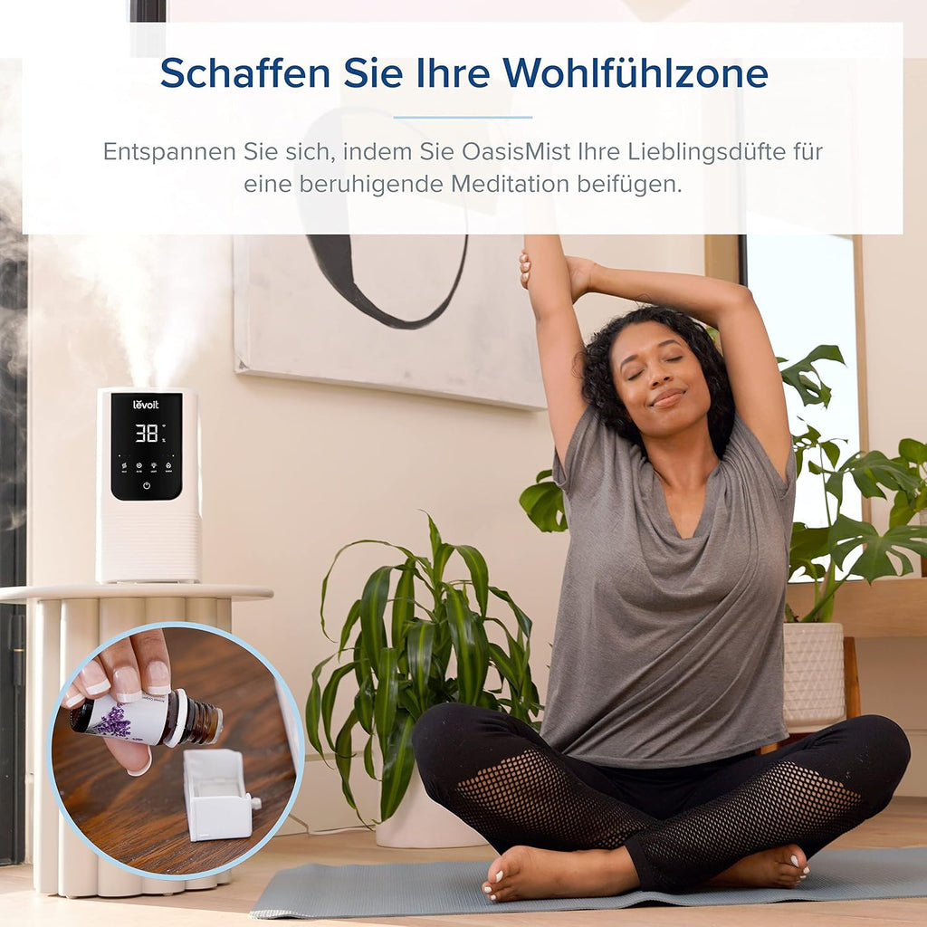Levoit OasisMist LUH-O451S Luftbefeuchter 4,5L – Warm & Kalt, VortexMist, 550ml/h, 26dB, WiFi, Mondweiß