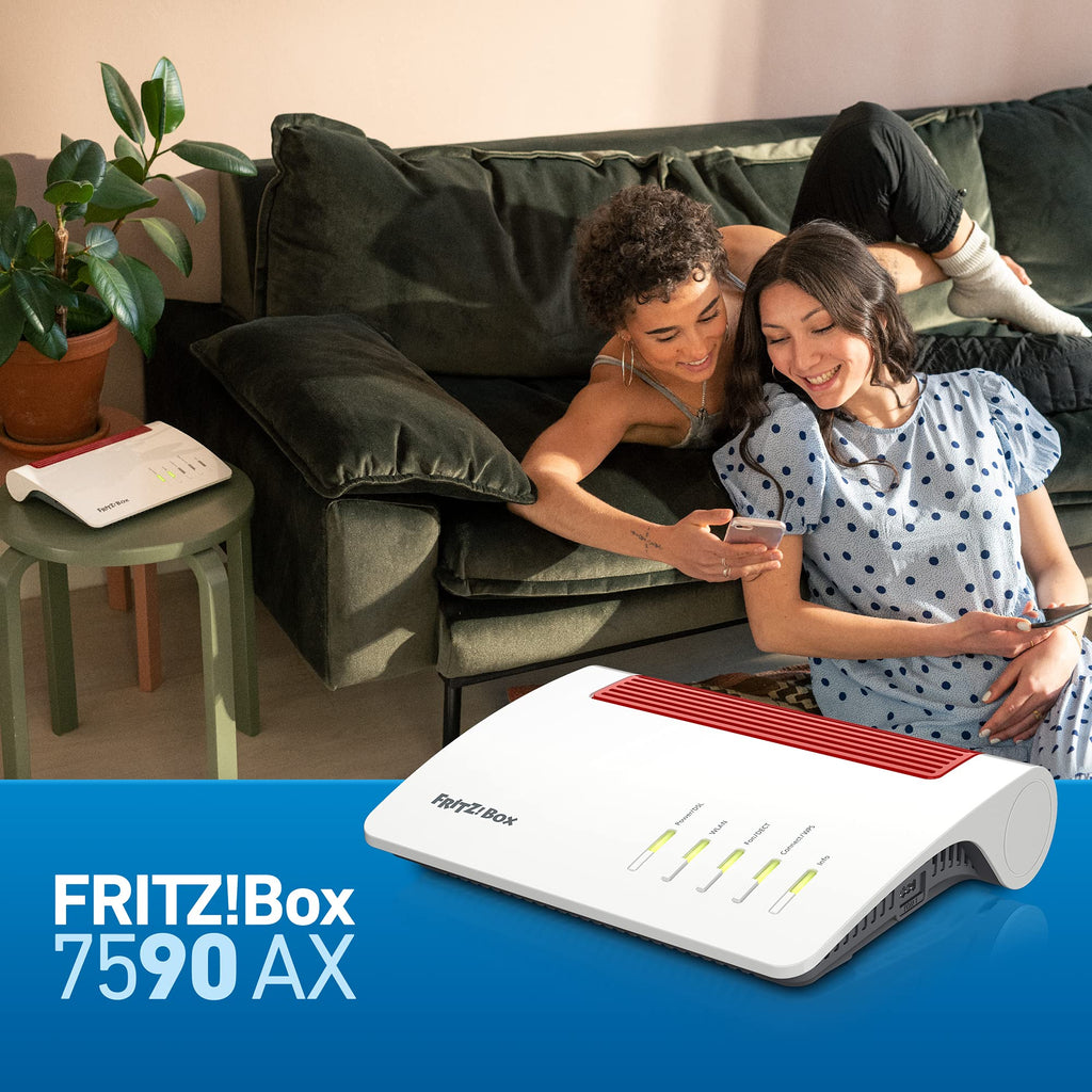 FRITZ!Box 7590 AX Exclusive – Wi-Fi 6 DSL-Router mit Mesh, DECT & USB-Sticko