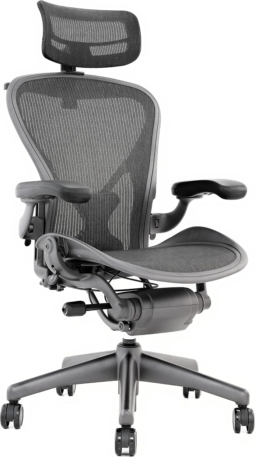 Herman Miller Aeron Classic Bürostuhl Größe B, Generalüberholt, Ergonomisch, Schwarz