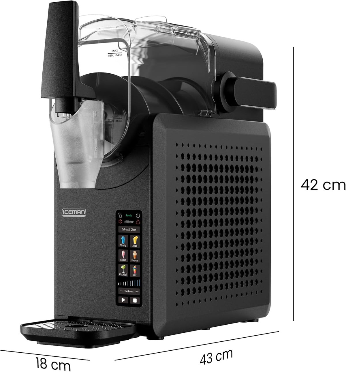 ICEMAN RJ62 Slush-Maschine 5 Programme – Automatisch, Touchpad, Defrost-Funktion, Schwarz