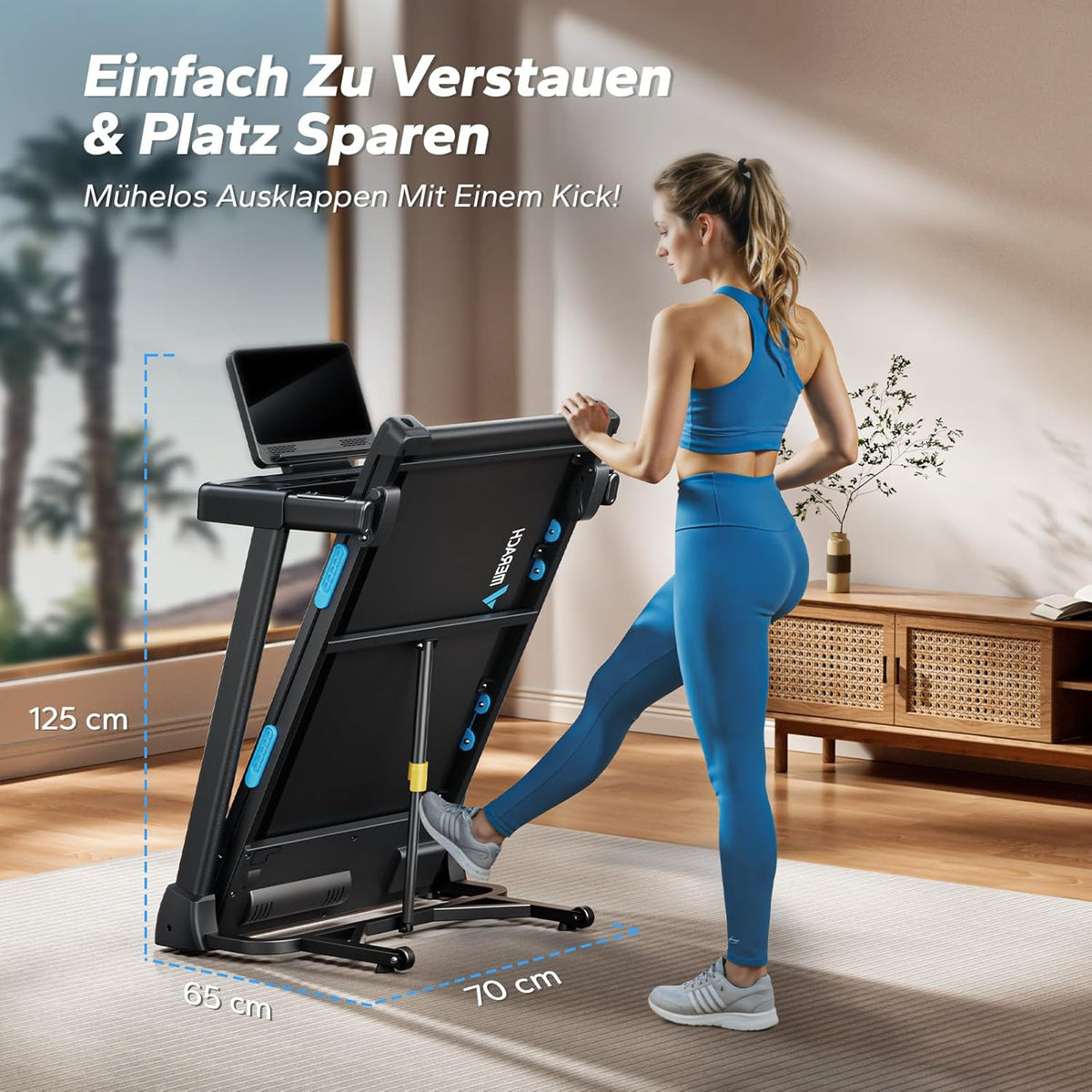 MERACH Klappbares Laufband: 2,5 PS, Steigung, 0,8–12 km/h für Zuhausey