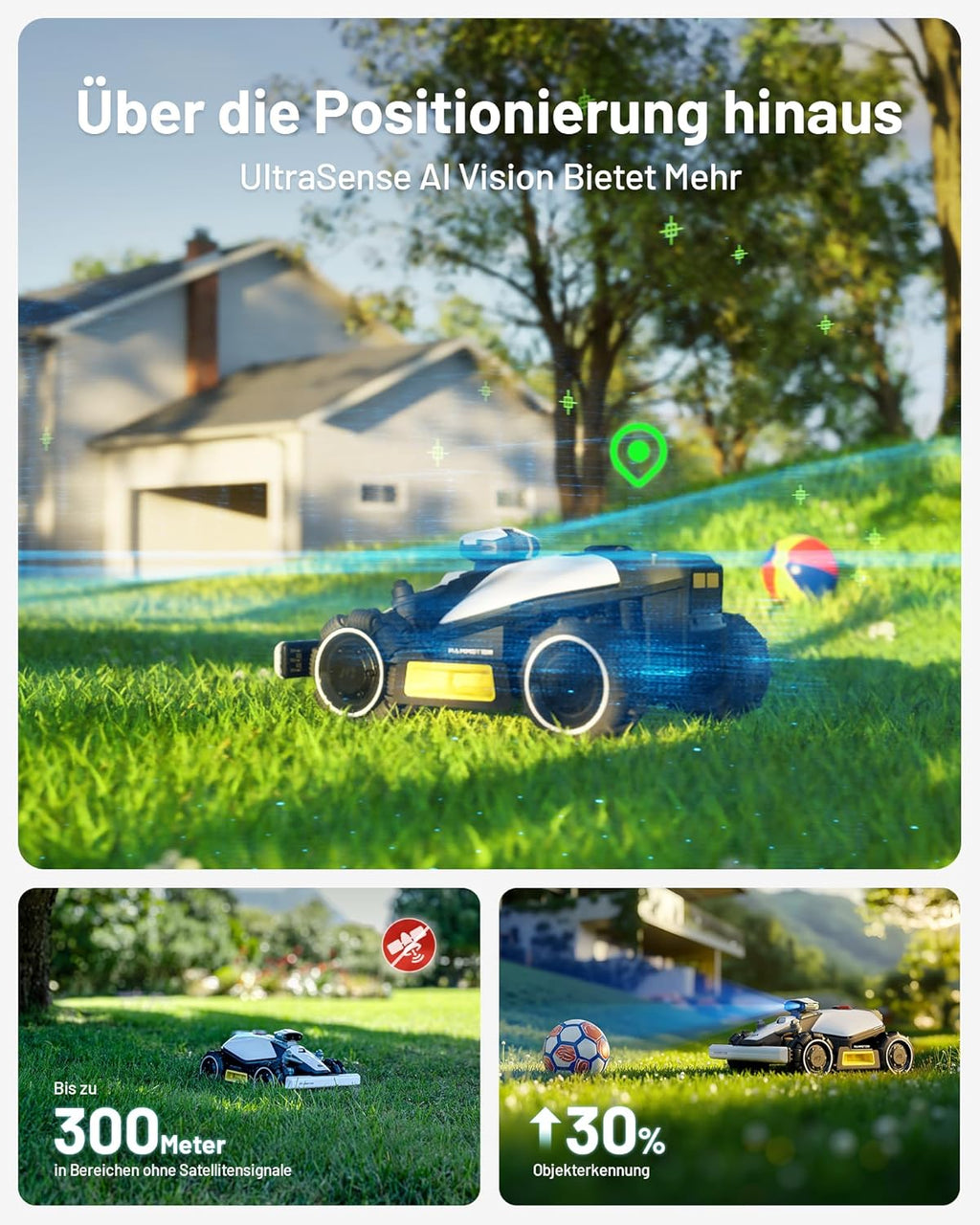 MAMMOTION LUBA mini AWD 1500 Mähroboter 1500 m², NetRTK+Vision, ohne Kabel, 80 % Steigung