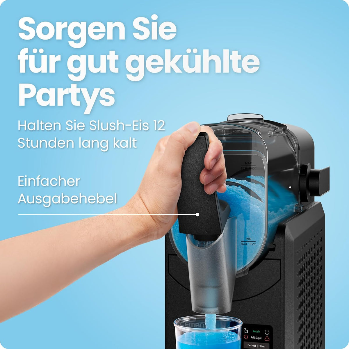 ICEMAN RJ62 Slush-Maschine 5 Programme – Automatisch, Touchpad, Defrost-Funktion, Schwarz